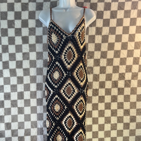 Elan Crochet Maxi Tank Top Strap Swim Cover Up Dress Floor Length Size M/Medium - Picture 2 of 12